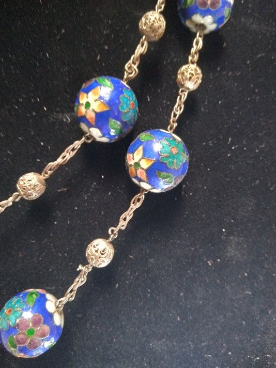 Antique Chinese Export Chain Necklace Cloisonné 3… - image 4