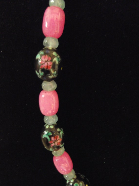 Chinese Famille Rose Porcelain beads w/ Pink Mala… - image 4