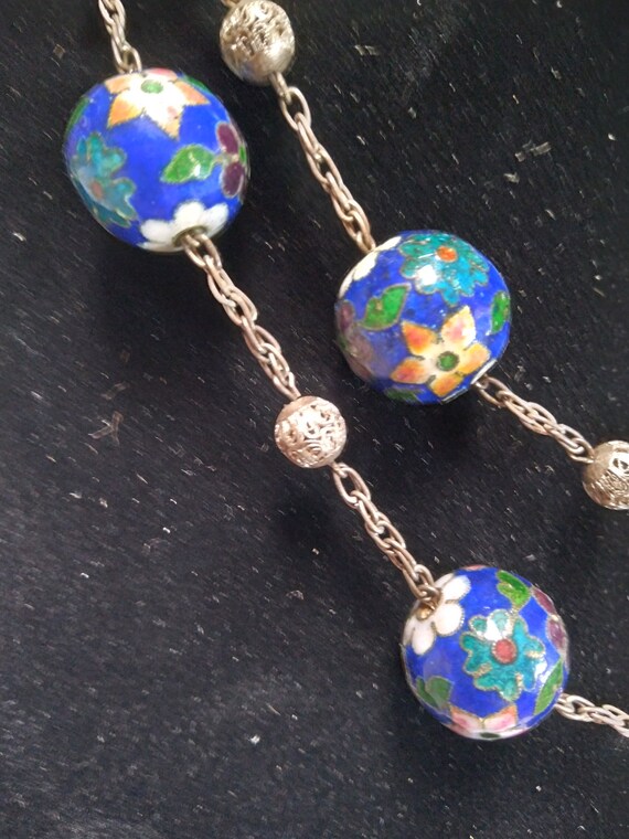 Antique Chinese Export Chain Necklace Cloisonné 3… - image 3