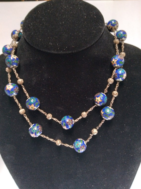 Antique Chinese Export Chain Necklace Cloisonné 3… - image 6