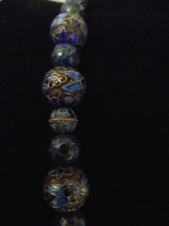 Vintage Chinese Necklace Silver Cloisonné beads w… - image 6