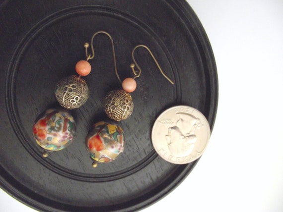 Chinese Vintage Porcelain Hand Painted Bead Earri… - image 7