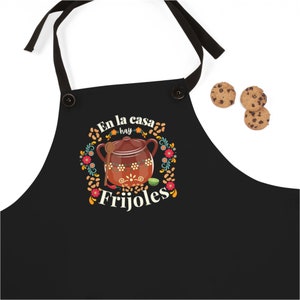 Mexican Funny Frijoles Apron for Mexican Mom or Wife, Mothers Day Gift, Abuelita, Her or Him, Latin Kitchen Cooking Cover