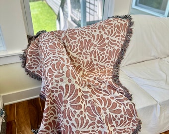 Beige Talavera Woven Blanket: Modern Mexican Home Decor
