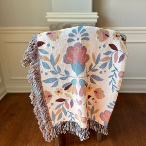 Mexican Floral Throw Blanket For Friend, Mom Or Grandma. Mexican Art Gift. Mexican Gift For Mexican Friends.