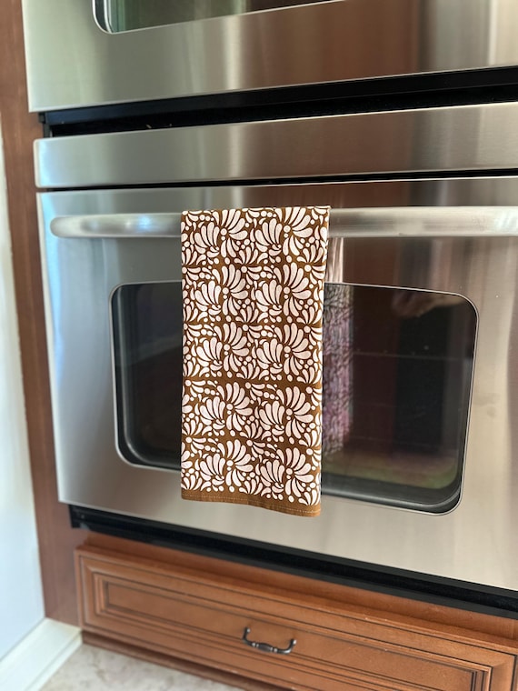 Talavera Kitchen Towels: Brown Beige Mexican Decor, Set of 2