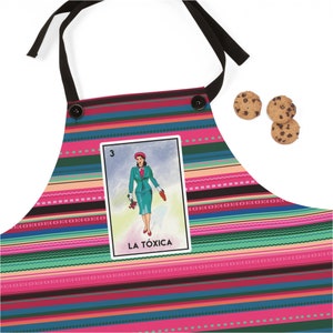 Delantal tóxico. Delantal mexicano para ella. Regalo mexicano divertido para mamá, esposa o novia. Lotería de la dama. Delantal de sarape para mamá. Regalo divertido.