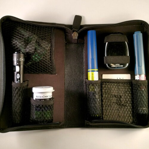 Large BLACK Leather Case for Diabetic Cartridge Pens & Testing Etsy