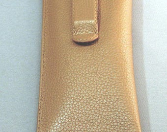 Genuine leather eyeglass case - Camel Tan