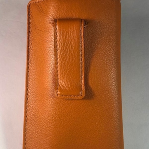 Premium Nappa leather eyeglass case with clip English Tan