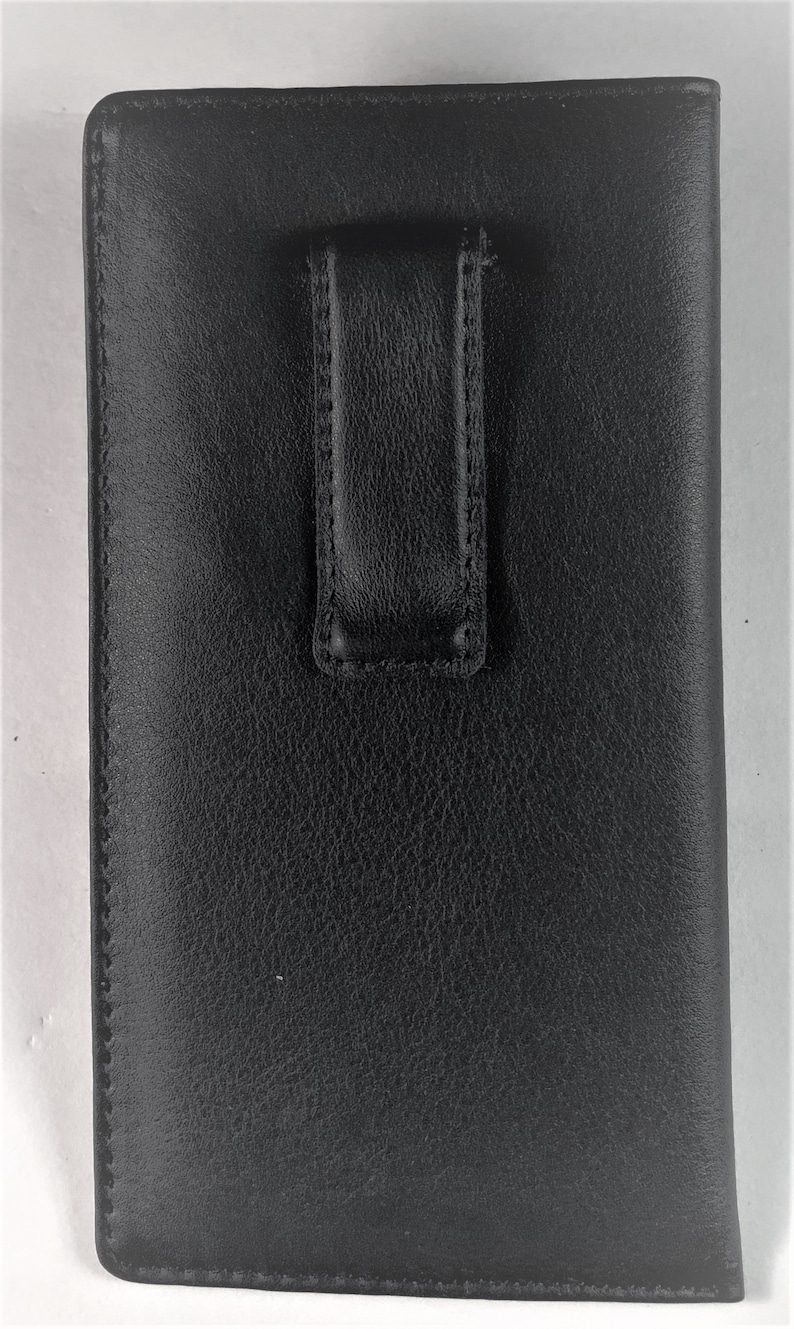Premium Nappa leather eyeglass case with clip Black