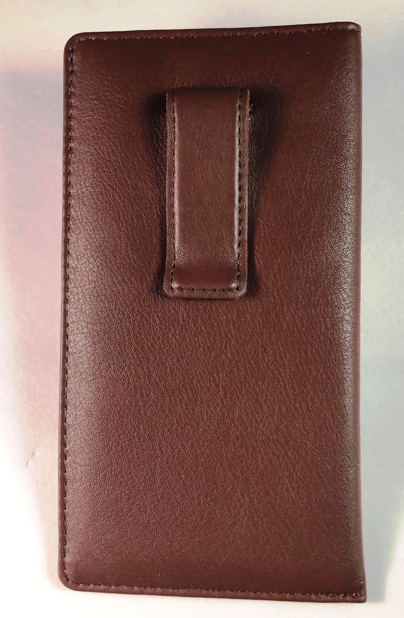 Premium Nappa leather eyeglass case with clip Earthy Brown