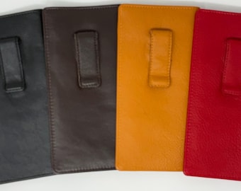 Premium Nappa leather case w/clip for larger style frames and sunglasses - Various colors