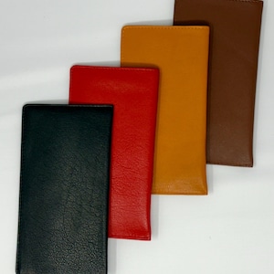 Standard size quality Nappa Leather Eyeglass / Glasses slip case - Various colors