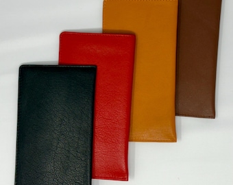 Standard size quality Nappa Leather Eyeglass / Glasses slip case - Various colors