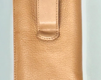 Genuine leather eyeglass case - Camel Tan