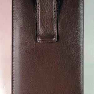 Premium Nappa leather eyeglass case with clip Dark Brown