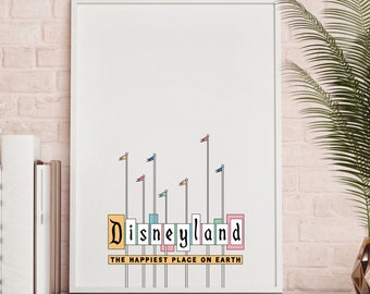 Disneyland happiest place on earth poster sign decor download