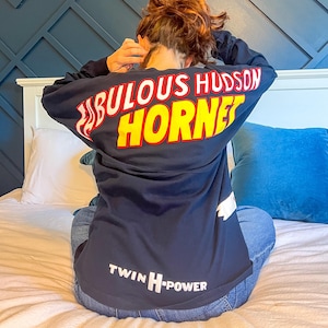 Cars Fabulous Hudson Hornet Spirit Jersey | Black Crewneck | 3D Puff Design | Doc Hudson | Cars Long Sleeve | Twin H Power