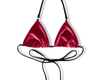 Pink Velvet triangle bikini | Classic swimwear top | Sexy velvet bikini set (Bottoms sold separately)
