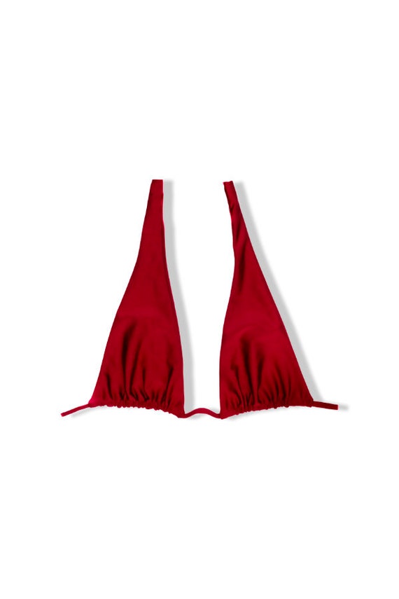oog Zelden Sloppenwijk Adjustable MULTIWAY Bikini Top in Dark Red Front Tie - Etsy