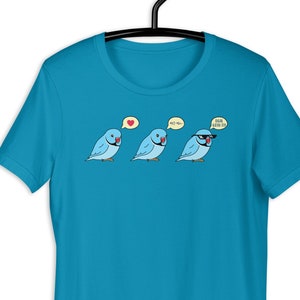 Chubby Ringneck Moods T-Shirt, Funny indian ringneck Tee, Birb memes apparel, Parrot owner clothes, Blue alexandrine clothing