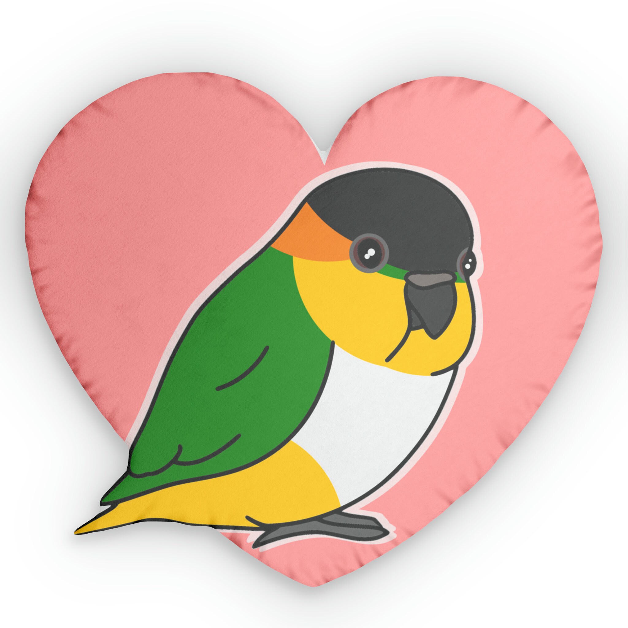 Image showcasing Chubby Black Headed Caique Shaped Pillow, Birb Plush, Love Caique Gift ...