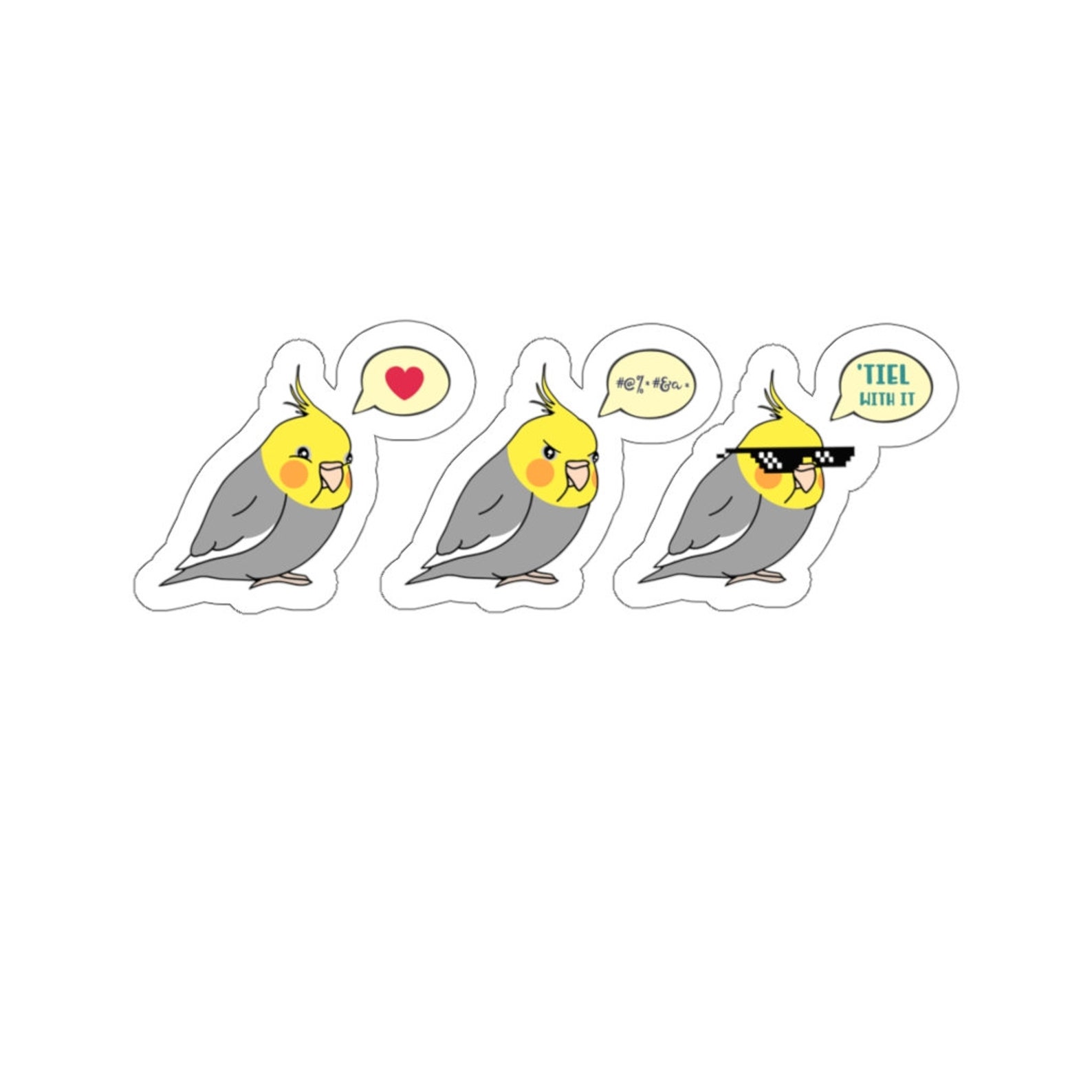 Chubby Cockatiel Mood KissCut Stickers Cute cockatiel Etsy