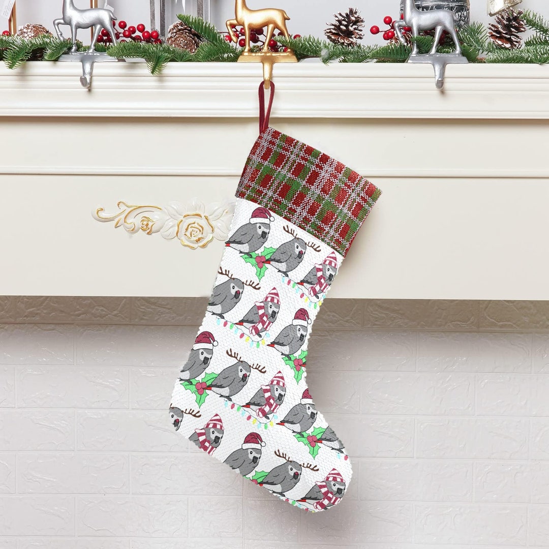 African Grey Parrot Christmas Stocking: Birb Kawaii Decoration - Etsy