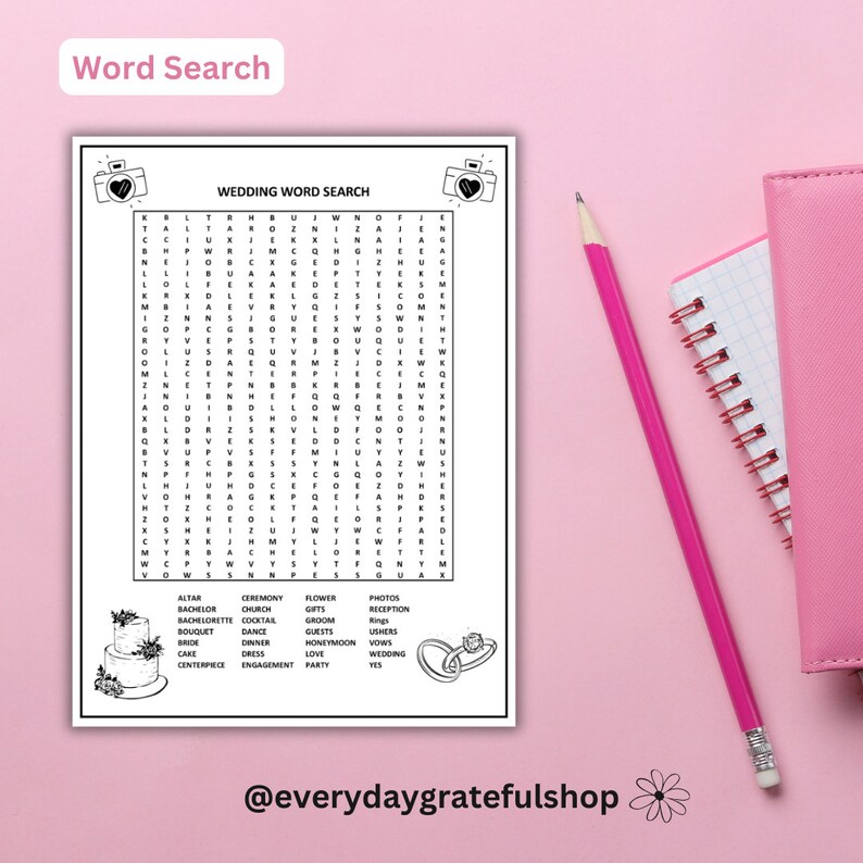 Wedding Word Search Game Wedding Word Search Printable Word Search ...