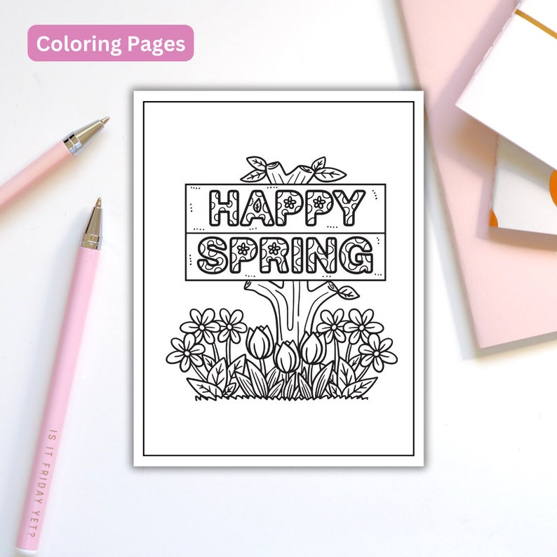 Spring Coloring Pages Happy Spring Flowers Multiple Coloring Pages ...