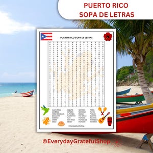 Puerto Rico Sopa de Letras | Puerto Rico Word Search Puzzle | Fun Spanish Language Activity Game | Family Game Night | Fun for all Ages