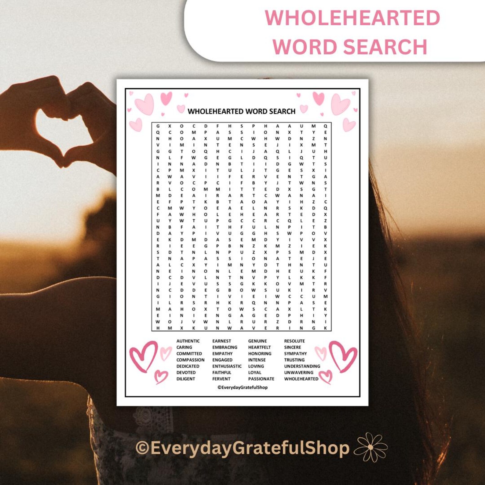 Wholehearted Word Search Puzzle for Personal Growth - Positive ...