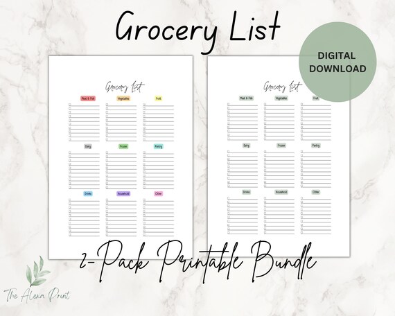 Intakt indstudering golf Cute Grocery List Printable Weekly Grocery List Shopping - Etsy