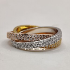 Three Rolling Ring, Triple Interlocked Band Ring, 925 Sterling Silver, Three Tone Ring, Silver, Brass, Copper Trinity Ring, Wedding Ring