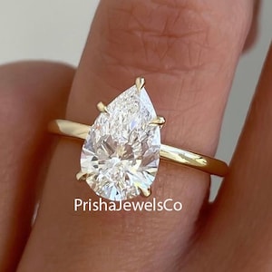 2.00 Carat IGI Certified F/VS1 Pear Shape Excellent Cut Lab Grown Diamond Solitaire Engagement Ring, 5 prongs 14KT Yellow Gold