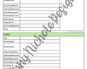 PRINTABLE Bullet Journal Planner: Plant Planner, Tracker, Plant Care Journal