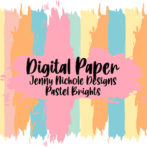 Digital Brush Strokes: Pastel Brights Paint Strokes - PNG File Brush Strokes with Full Background Included