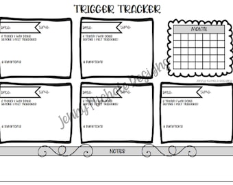 PRINTABLE Bullet Journal Planner/Insert: Mood Trigger Tracker with Notes, Mental Health, Anxiety/PTSD/Depression/C-PTSD