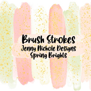 Digital Brush Strokes: Spring Brights and Lights Brush Strokes with Glitter - PNG File Brush Strokes with Full Background Included
