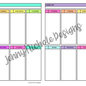 PRINTABLE Bullet Journal Planner/Insert: VERTICAL Weekly Planner, Week on a Page, Multiple Color Schemes