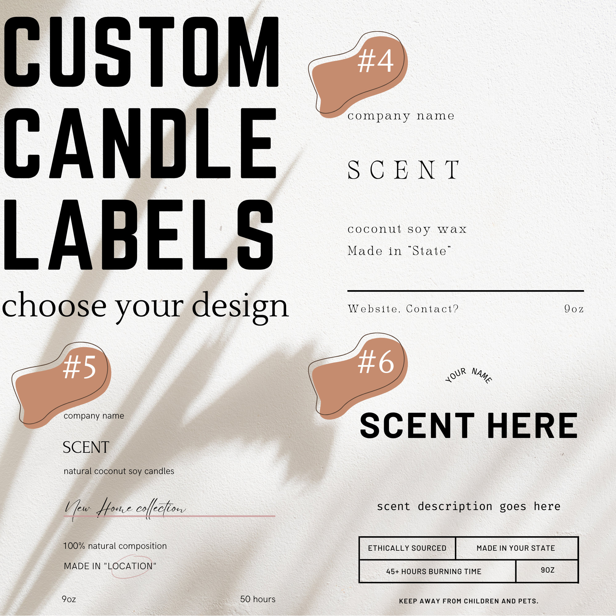 Custom Candle Labels | Personalized Candle Labels | 8.5 X 11 Sheet | 12 ...