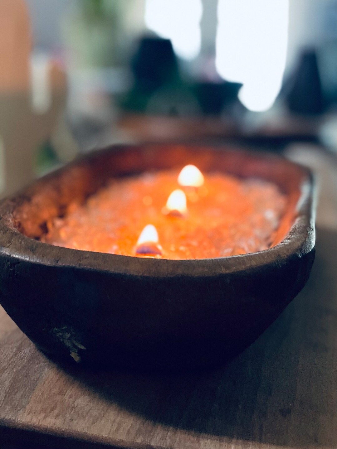 Fire Glass Dough Bowl Candle 16oz Coconut Soy Wooden Candle Etsy