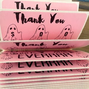 Spooky Mail Small Business Thermal Labels | Bulk Buy | Next Day Shipping | Hey Boo Package Stickers 100count | Pink