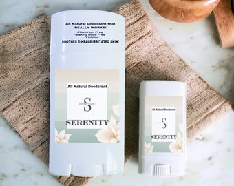 SERENITY All Natural Deodorant/Vegan/aluminum Free/chemical free/whole body deodorant/booty/inner thighs/boobs/long lasting/skin salve