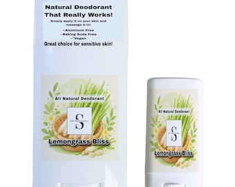 Lemongrass Vegan Deodorant Clean  Citrusy Scent, Aluminum-Free