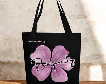 Floral Wohlstand Einkaufstasche, Inspirational Affirmation Design