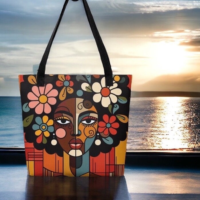 Black art tote bags sale