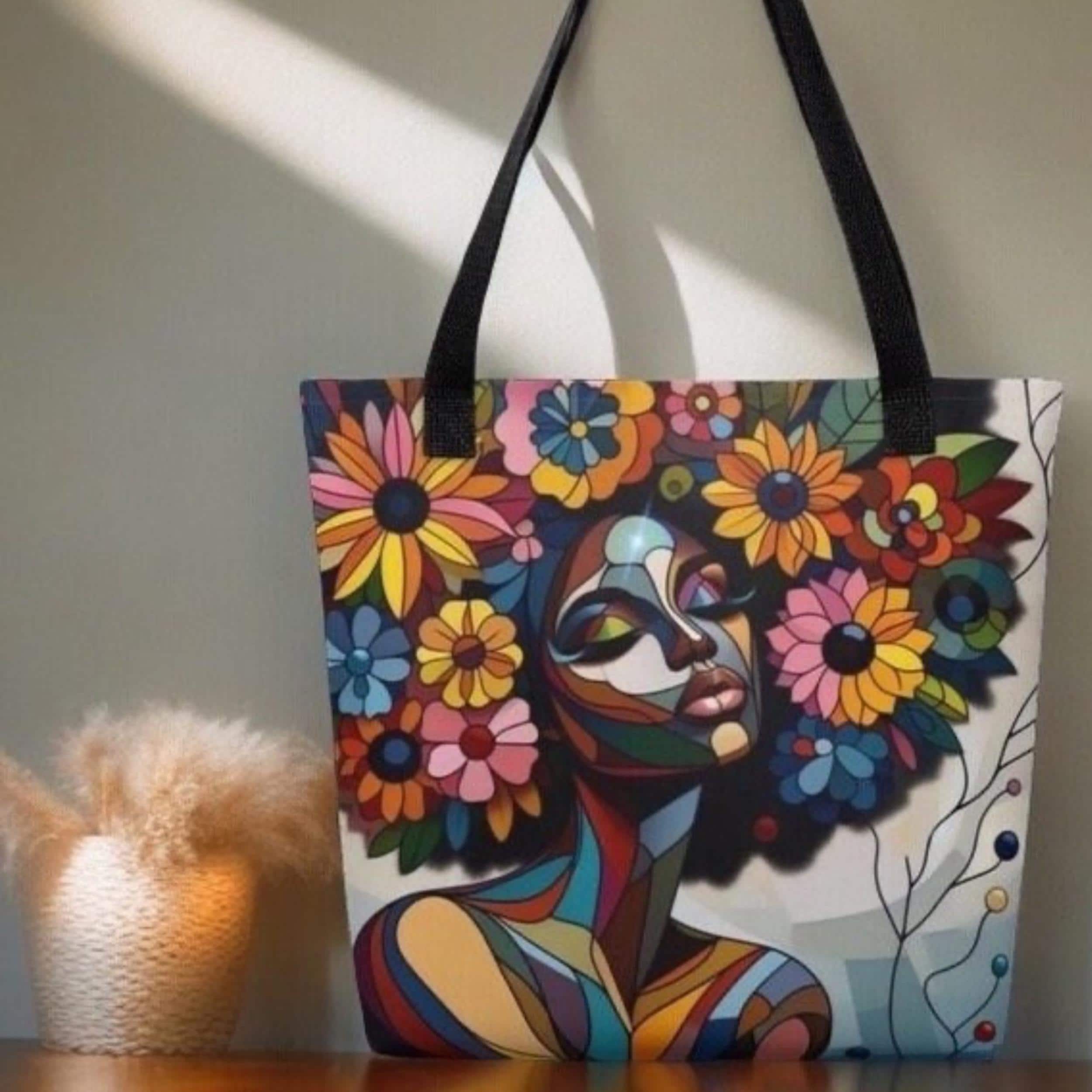 Sac Bandoulière Noir Unisexe – Motif Cheveux Bouclés Afro, épaule Ou Crossbody, Neuf étiqueté