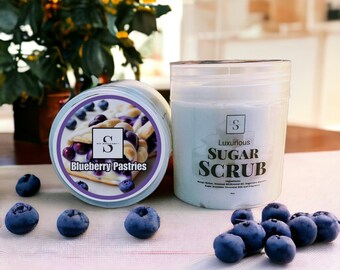 Sugar Scrub- Blueberry Pastries, Vegan skincare, skin exfoliant, mango butter